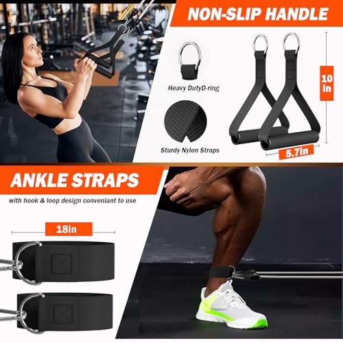 Image of WHATAFIT Resistance Bands, Exercise Bands, Workout Bands with Handles, Door Anchor and Ankle Straps, 5 Resistance Levels Fitness Bands for Strength Training, Physical Therapy, and Home Gym Equipment