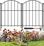 10 Pack Decorative Garden Fence Animal Barrier Fence, 17 in x 10 ft Rustproof Metal No Dig Fence Panels, Arched Small Garden Fence Barrier for Dog Rabbit Flower Bed Edging Yard Ground Patio Defense