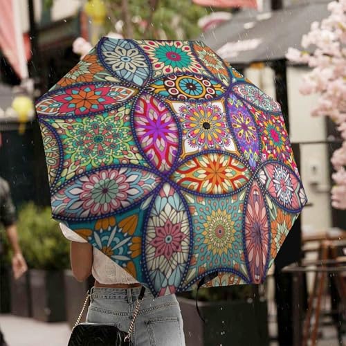 Parapluie pliable à fleurs colorées automatique et compact anti vent