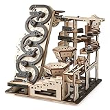 WDPINTU Electric 3D Wooden Kinetic Art - Automated Rolling Ball Maze Building Kit for Adults & Teens. DIY Mechanical Puzzle, STEM Project, Zen Home Office Decor & Brain Teaser Gift