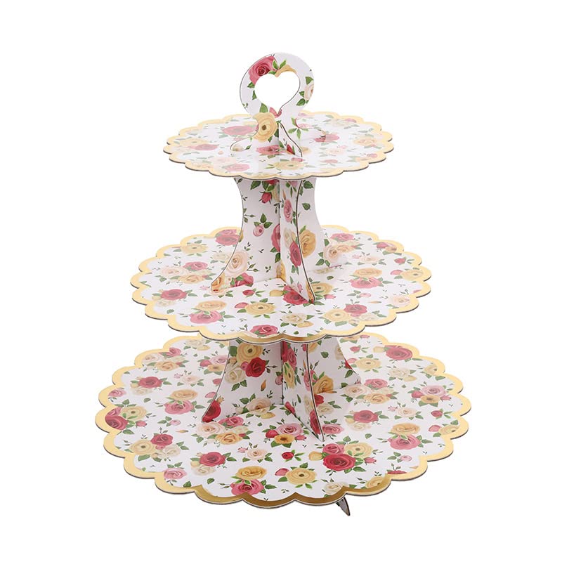 Rose Flower Cup Cake Stand Cardboard Round Serving...