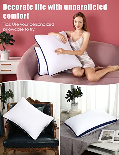 Yosane Bed Pillows For Sleeping 2 Pack, Standard Size Set Of 2, Luxury Cooling Pillow, Firm Supportive Down Alternative Gusseted Pillow Inserts For Side, Back Or Stomach Sleepers #TOP6