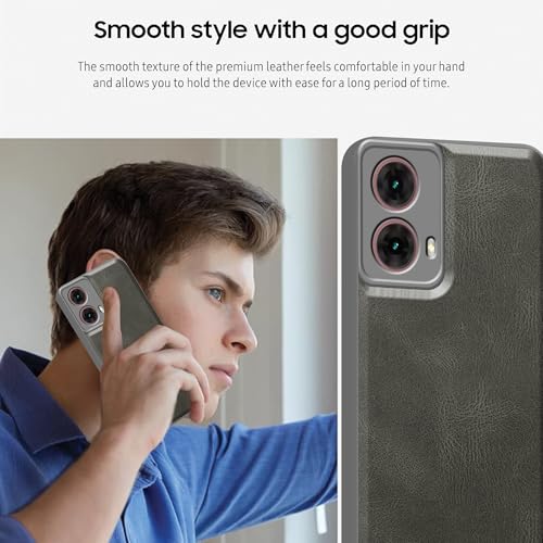 Image of amazon basics Back Cover for Moto Edge 50 Fusion 5G | Ultra Slim Soft Rubberised Case | Oil Feel Soft Leather Back | Camera Protection - Gray