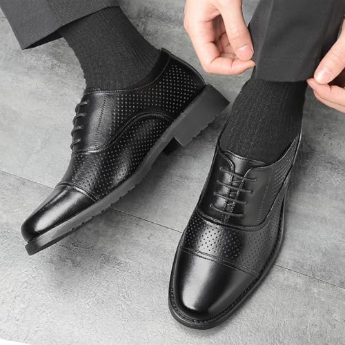 YZABEL Classic Dress Shoes for Men Patent Leather Luxury Groom Wedding Shoes Mid Chunky Heels Formal Dress Loafers Low Top Work Dress Shoes3