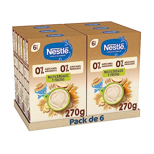NESTLÉ Papillas de cereales Selección de la Naturaleza Multicereales Frutas, a partir de los 6 meses, 6 x 270 g