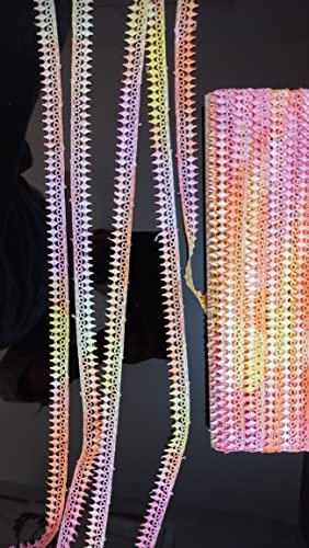 Image of JoJo Creations White Laces for All Types of Fabrics (GPO Multi Colour Leaves) 1 cm Wide 20 Meters