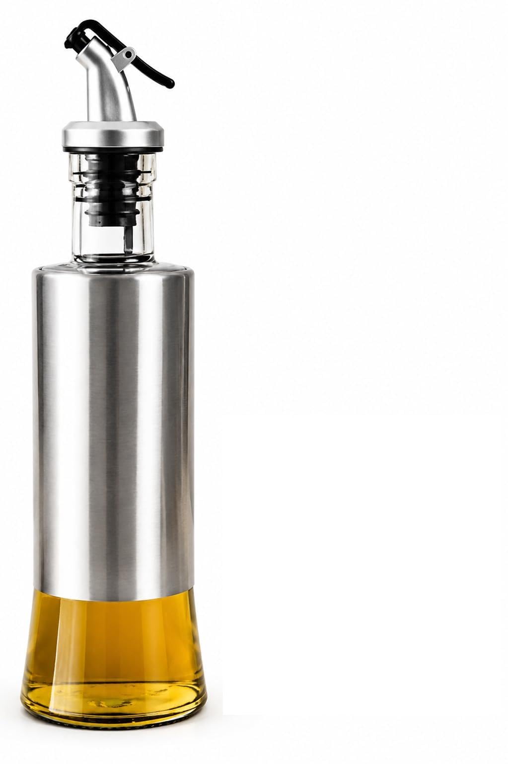 Galheteiro de Vidro e Aço Inox 300ml com Bico Dosador | Garrafa Dispenser para Azeite,