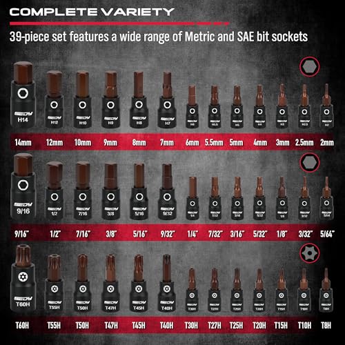 Image of 73-Piece Hex Torx Bit Impact Socket-Set, Master Impact Socket Set, SAE Metric Deep Shallow Sockets Torx Bit Sockets Includes Ratchet Handle, Adapters, Impact Universal Joint, Extension Bars