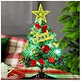 Kerstboom 30 cm mini tafelblad kerstboom met LED String Lights Small Pendant Jingle Bell for kerstversieringen Nieuwjaar ornamenten Kunstmatige Kerstboom(A)