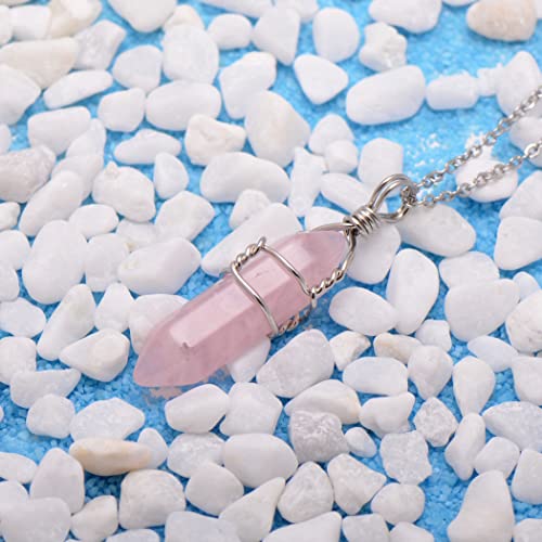 Paialco Hand Wired Natural Rose Quartz Crystal Point Healing Chakra Pendant Necklace3
