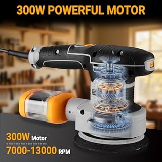 Ponceuse Multifonction 3 en 1 300W: DEKOPRO Ponceuse Triangulaire, Ponceuse Excentrique, Ponceuse Vibratoire, 6 Vitesses avec 9 Feuilles Abrasives Incluses Pour Bois, Métal & Meubles