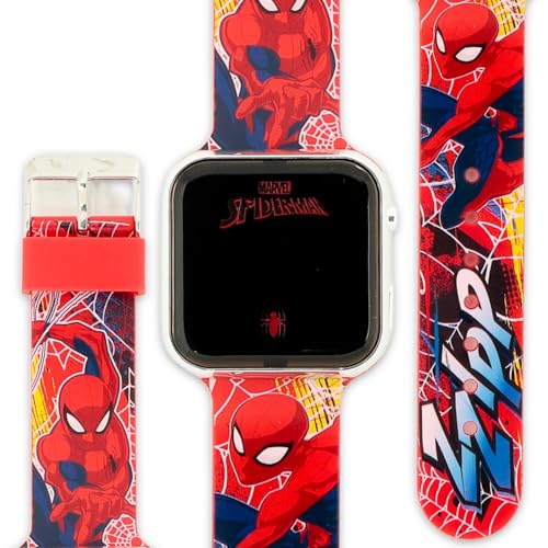 Reloj digital infantil de Spiderman Marvel con correas ajustables y pegatinas de superhéroe 2