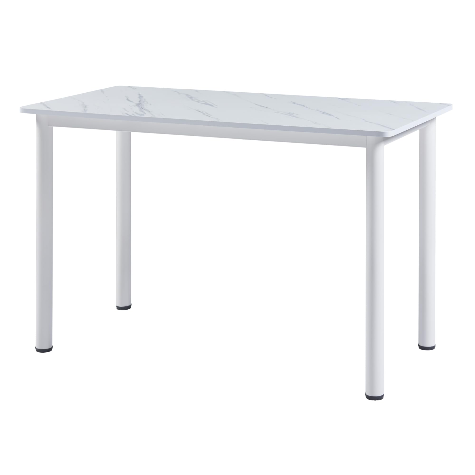 [en.casa] Mesa de Comedor Tammela Rectangular Mesa de Cocina Oficina para 4 Personas Resistente a Arañazos Patas de Acero Tablero de MDF Revestida de Melamina 120 x 60 x 75 cm - Mármol Blanco