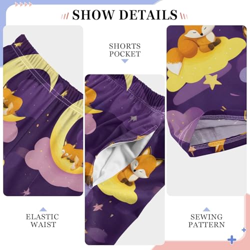 Dreamy Fox Pattern Pajama Pants Elastic Waist Lounge Pajama Bottoms Long Pj Pants with pockets4