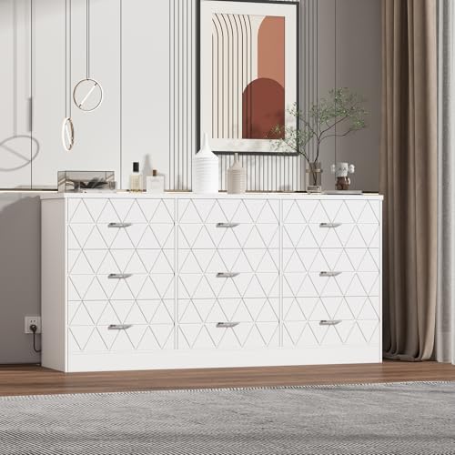 63'' Wooden Dresser for Bedroom, Large Dresser for Bedroom with USB Power Outlet, Modern Chest of Drawers for Closet, Storage Organizer for Living Room, Hallway, Bedroom, by GarveeLife - Image 7