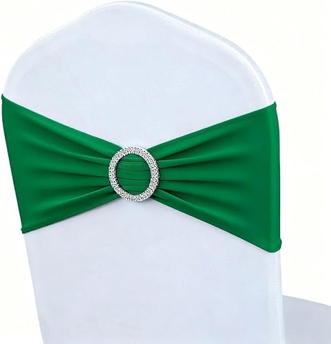 Miniatura 21 de Paquete de 50 bandas para sillas color verde salvia, bandas elásticas para sillas deslizantes, lazos para bodas, fiestas, baby shower, eventos