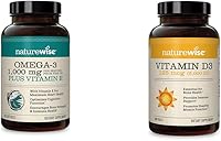 Vista 1 de NatureWise Omega 3 de alta potencia de 1000 mg con 600 mg de EPA, 400 mg de DHA, vitamina E y vitamina D3 5000iu (125 mcg) Función muscular