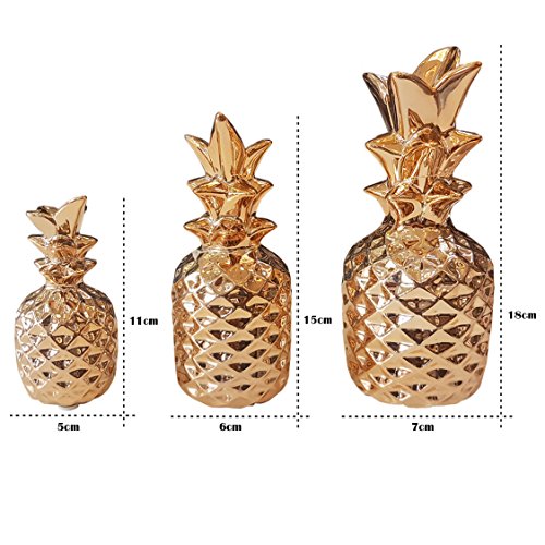 Jogo com 3 Abacaxis em Cerâmica Moas Multicor