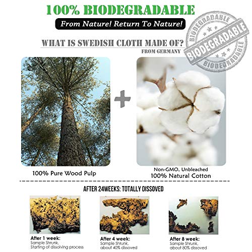 [12Pack+1Loofah Dish Sponge] 100% Natural Biodegradable Swedish Dishcloths For Kitchen | No-Discoloration, No-Odor, Super Absorbent Dish Sponge | Paper Towel Replacement. #TOP2