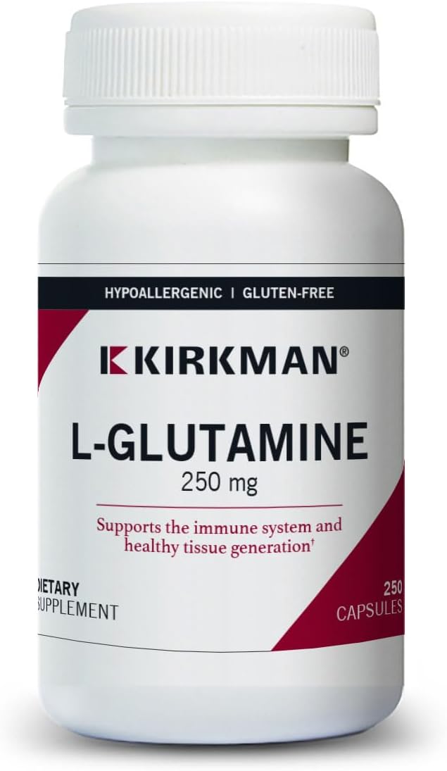 Kirkman L-Glutamine 250 mg - Hypoallergenic | 250 Vegetarian Capsules | Amino Acid | Gluten and Casein Free