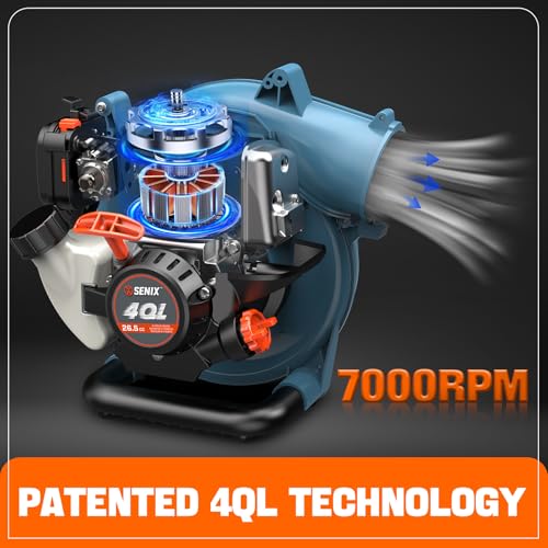 Image of SENIX 4QL 26.5cc 4-Cycle Handheld Gas Leaf Blower, Up to 410 CFM & 125 MPH