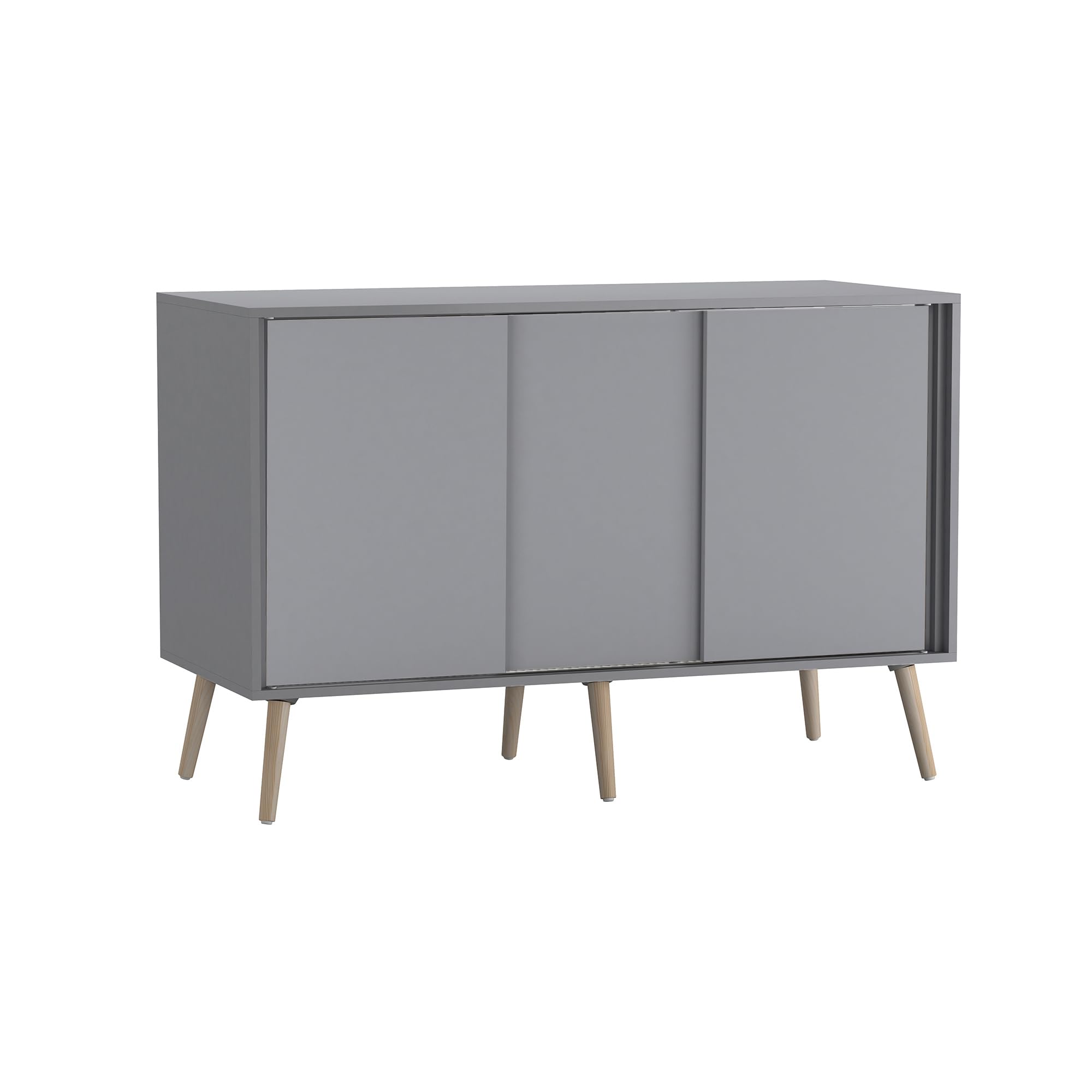 URBNLIVING 3-Door Sliding Sideboard Cabinet with Wooden Legs, Modern Cupboard, Credenza for Living Room, Dining Room or Office, Storage Organizer with Stylish Sliding Doors, Mix & Match Colour Combos