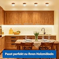 Aufbauspot mit Holzoptik, IP44 Wasserdichte für Badezimmer Küchen, Eiche LED Deckenspot Warmweiß für Wohnzimmer Flur, 12W 1100LM Aufbaustrahler Flach, Deckenlampe Aufputz 230V Feuchtraum, Rund – Ansicht 2