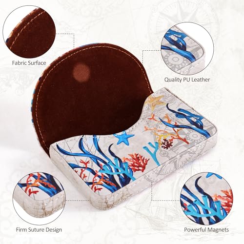 emmoolife PU Leather Business Card Holder - Ocean World Themed Magnetic Credit Card Case with Color Printing Pattern Slim Card Holder Wallet Pockets for Men & Women2