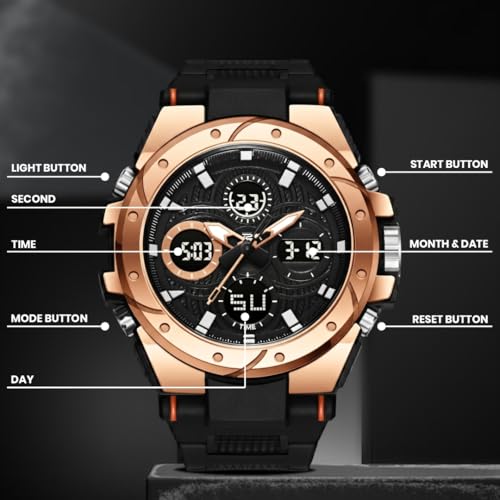 Image of V2A Stryke-VOLTRIX 5130 Analog-Digital Sports Watch for Men | Layered Dial Design | Bold Urban Performance Watch with 50M Water Resistance, Alarm, Stopwatch, Day-Date & Backlight