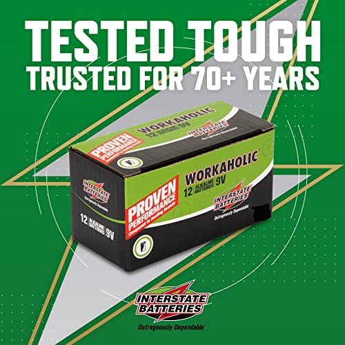 Interstate Batteries 9 Volt Alkaline Battery (12 Pack) All-Purpose 9V High Performance Batteries - Workaholic (Dry0196) #TOP4