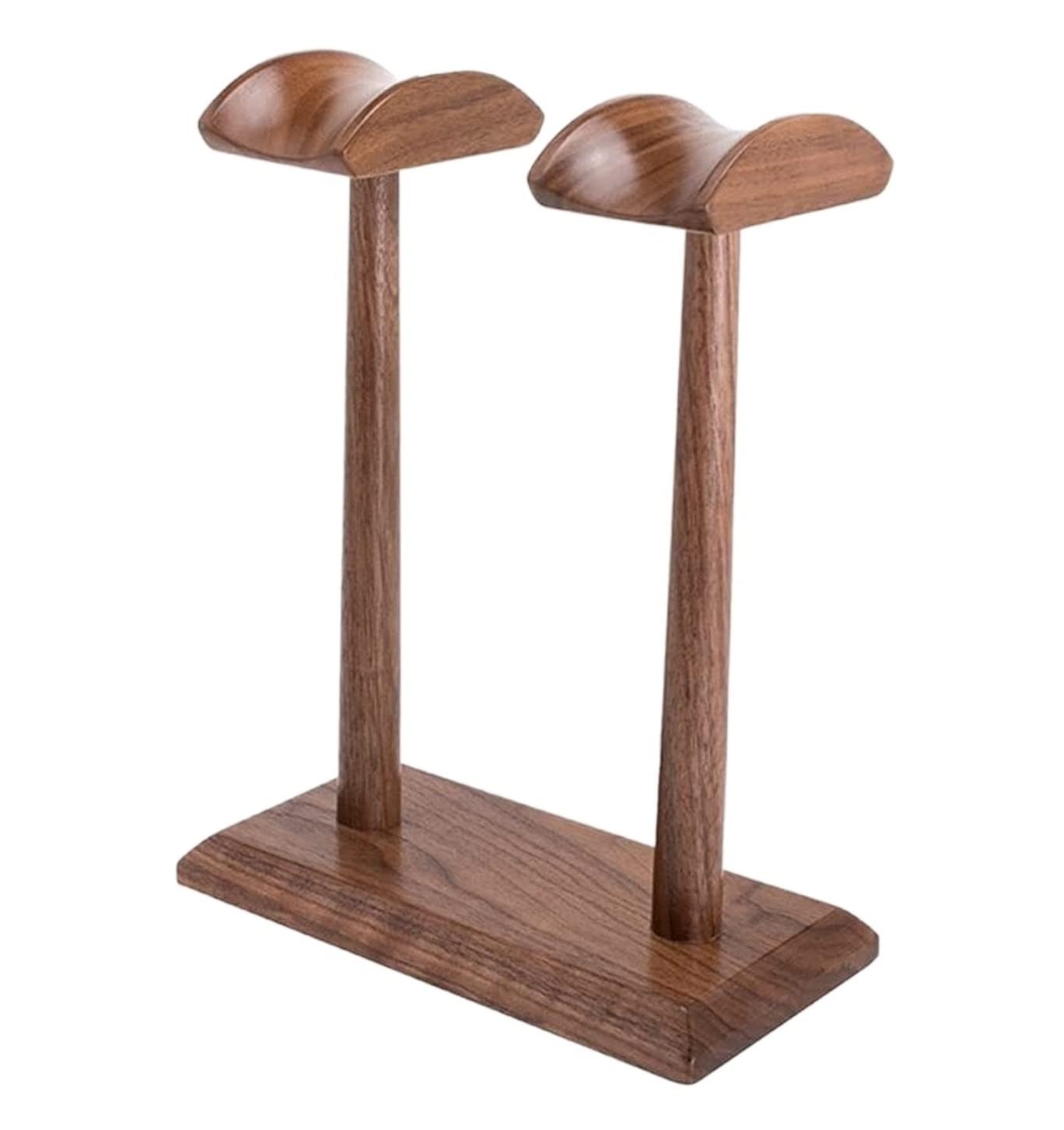 Gaming Accessori Doppio Supporto per Cuffie Supporto per Cuffie in Legno Massello Naturale Semplice E Generoso Stand Over-Ear da Gioco(Walnut)