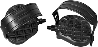 Ecovelò - Par de Pedales Negros de 9/16" - 14 mm de plástico para Bicicleta de Spinning con Hebilla Antideslizante AXPEC916
