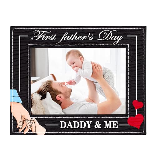 FaCraft First Fathers Day Picture Frame 5x7 from Daughter Son Baby Wife-Daddy & Me First Time Dad 1st Fathers Day Gift for New Dad Daddy to Be Expecting Father New Born Baby Nursery Decor Photo Frame