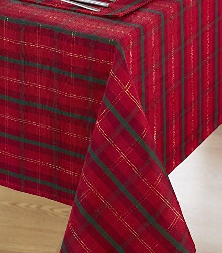 Tartan Check 52x90 Table Cloth Christmas Range, Xmas Ideal For 6-8 Place Settings, Burgundy Red Green Gold by Christmas