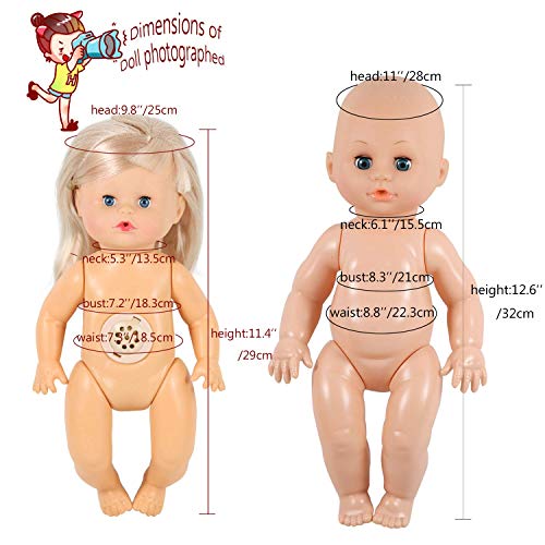 for 11-12-13 Inch Alive American Doll Baby Doll Clothes Set of 5 Dress Costumes Gown Outfits Feeding Set with Pacifier Bib - Thumbnail 7