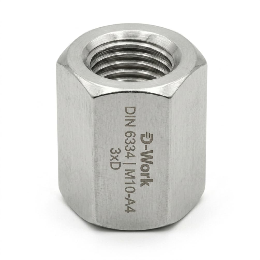 25 dadi esagonali M uguali 3xD M12 mm - DIN 6334 - Inox A4 - D-Work