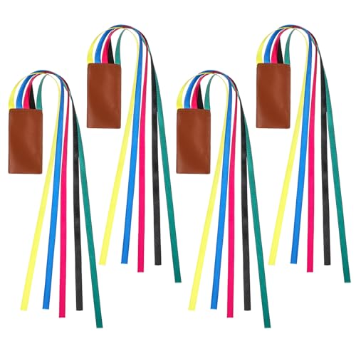 Tyqour 4 Pcs Bible Bookmark, Colorful Leather Ribbons Bookmarks, Page Markers with 5 Ribbons Colors for Women Books Novel Bible, Reading Lovers Students Teachers, Christmas Gift
