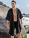 COOFANDY Men's Cardigan Lightweight Cotton Sweater Kimono Style Cloak Open Front Cape, Black, Large