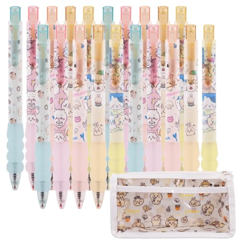 Set de 20 bolígrafos gel con click y bolsa de almacenamiento