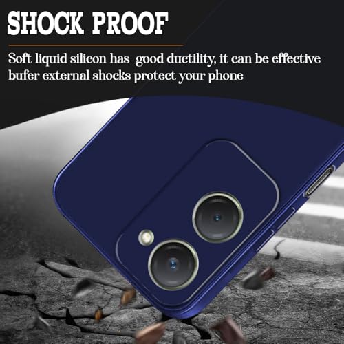 Image of Back Cover for Vivo T3 Lite 5G | Full Camera Protection | Premium Liquid Silicon Case | Flexible Bumper Case for Vivo T3 Lite 5G /Y18 4G /Y18e 4G /Y28s 5G /Y28e 5G /Y03 4G /Z9 Lite 5G (Dark Blue)