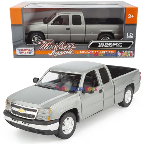 2006 Silverado 1500 Extended Cab Pickup Truck 1/25 Diecast Model Car Motor Max 79393 Grey