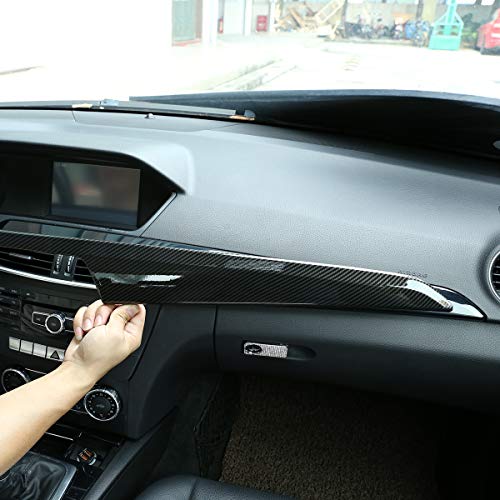Cheya Abs Pine Wood Grain Carbon Fiber Car Center Console Dashboard Cover Panel For Mercedes Benz C Class W204 2010-2013 Left Hand Drive Accessories (Carbon Fiber) #TOP2