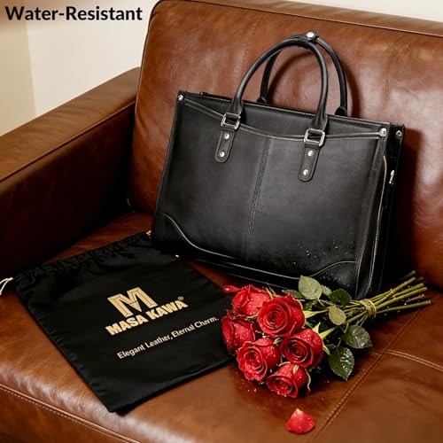 Masa Kawa Black Leather Tote with Clutch