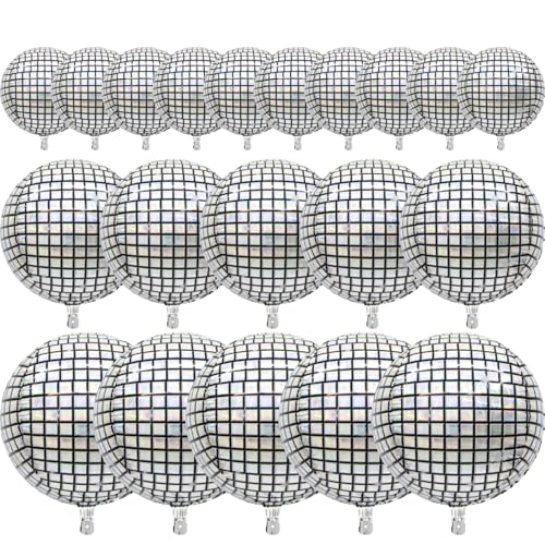 Image of PartyWoo Silver Foil Balloons 20pcs Large Round Giant Jumbo 4D Balloons