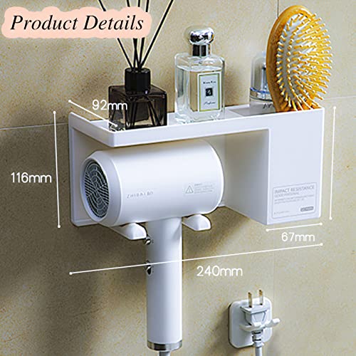 Hosoncovy Hair Dryer Wall Mount Holder Hair Dryer Wall Hanger Toiletries Wall Storage Electric Shaver Wall Mount for Dyson Supersonic Hair Dryer,Universal for Hair Dryer - Image 2
