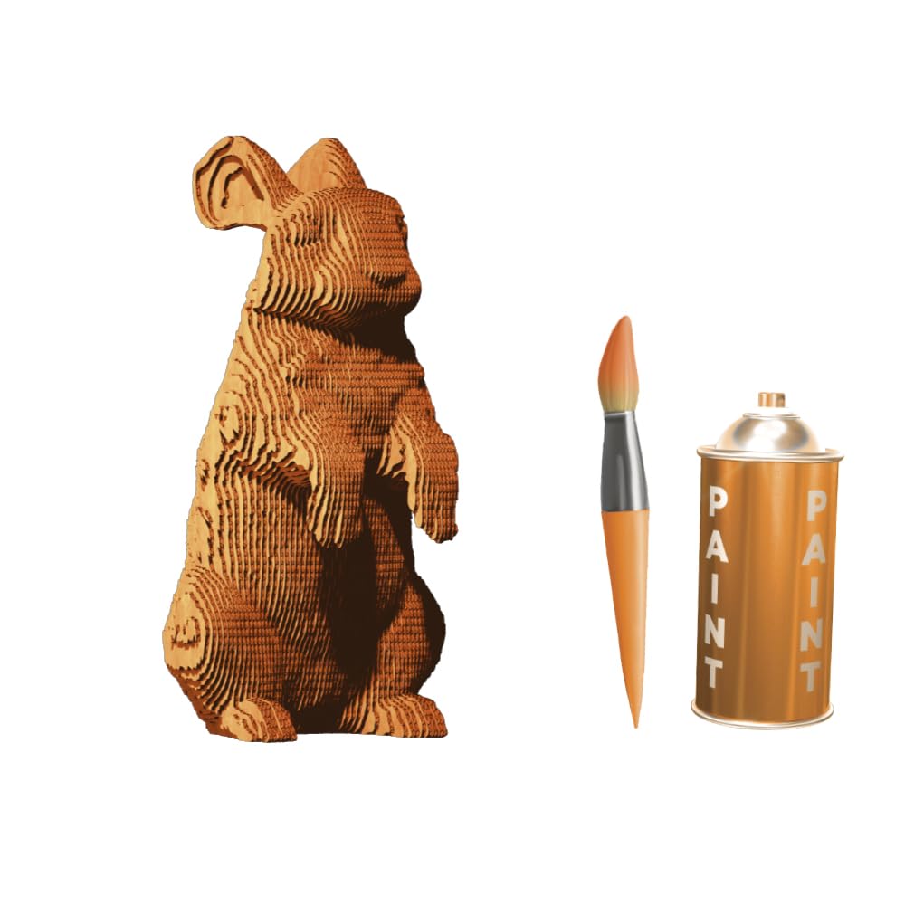 Lapin Puzzle 3D en Carton – Maquette à Monter | 61 Pièces, 19 × 12 × 9 cm – Kit Sculpture DIY à Peindre, Matériaux Recyclés, Ados & Adultes, Idée Cadeau Déco