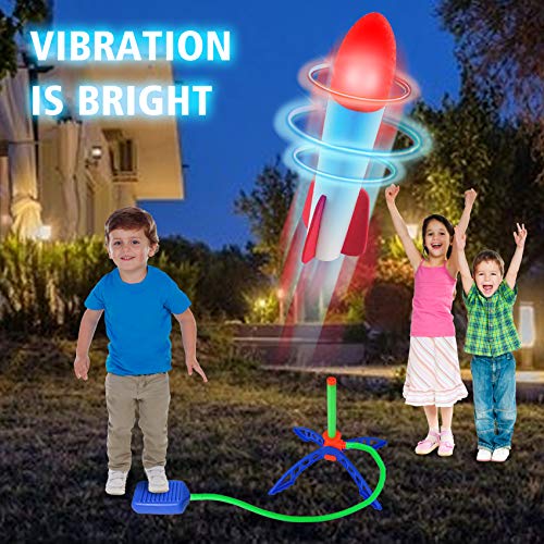 FOSUBOO Spielzeug Rakete Outdoor Spiele für Kinder, Kinderspielzeug Raketen Luftdruck Gartenspiele, Geschenke für Jungen Mädchen (3 LED Rakete,3 Schaumstoff Rakete)