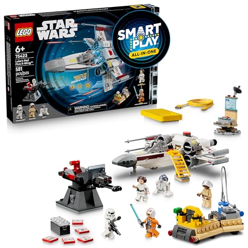 LEGO Star Wars SMART Play: Luke’s Red Five X-Wing Interactive Building Toy - All-in-One Set - Reacts to How You Move and Play with a SMART Brick - Gift for Boys, Girls, Kids Ages 6+ - 75423