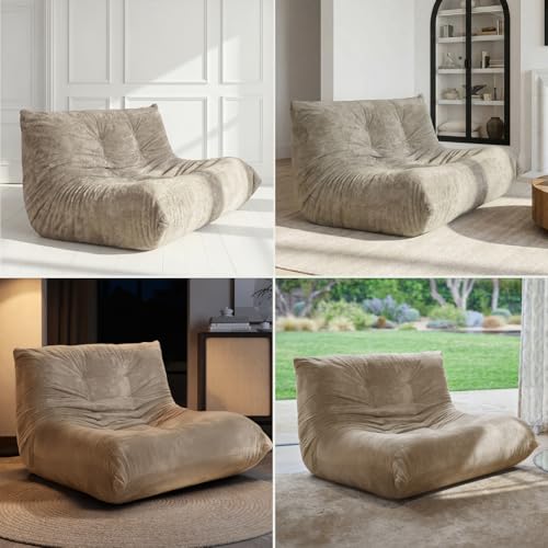 Sytopia Loveseat Chenille Bean Bag Chair for Adults, Oversized 40D Memory Foam Floor Sofa, Giant Deep Seat Gaming Reading Nook, No Assembly Required, Cashmere Beige by Sytopia - Used condition - Image 8