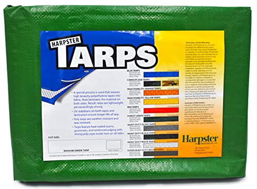 Harpster Tarps 8ft. x 10ft. Medium Green All-Purpose Waterproof 4.5 oz Poly Tarp - 10 mil